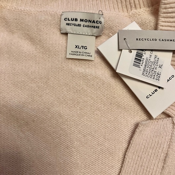 NWT $259 club Monaco Cashmere cardigan top. Sz XL . Color Praline - Picture 7 of 8